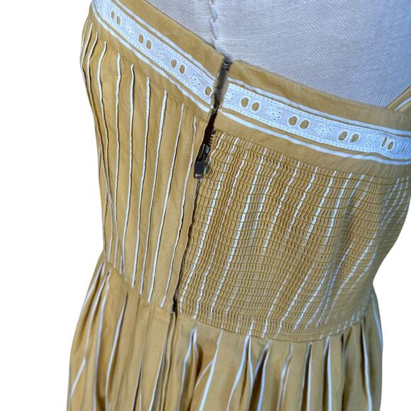 THE GREAT The Laurel Pinstripe Midi Dress Women's Size 2 US Size Medium Sunshine - Picture 6 of 10